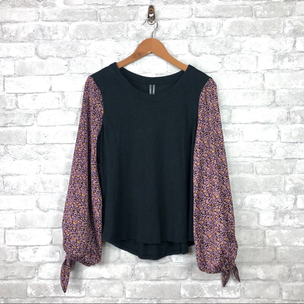 Anthropologie Maybelle Floral Tie Sleeve Blouse M